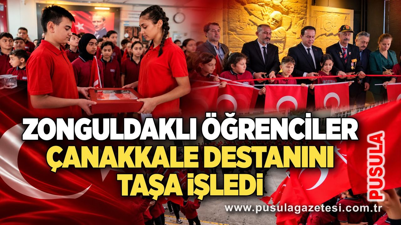 Zonguldaklı öğrenciler Çanakkale destanını taşa işledi