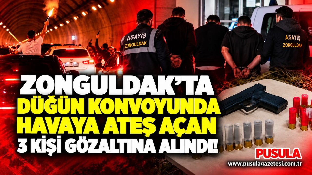 Zonguldak’ta düğün konvoyunda havaya ateş açan 3 kişi gözaltına alındı
