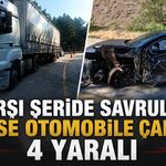 Karşı şeride savrulan dorse otomobile çarptı: 4 yaralı