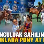 Zonguldak sahilinde çocuklara Pony at keyfi
