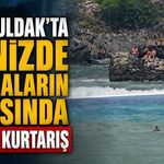 Zonguldak'ta denizde dalgaların arasında zorlu kurtarış
