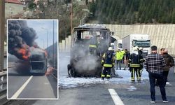 Minibüs alev topuna döndü