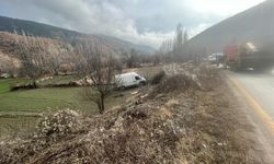Yoldan çıkan minibüs tarlaya uçtu