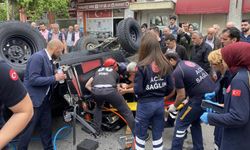 Takla atan off-road aracını görenler bölgeye koştu