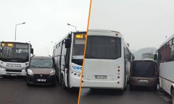 Hızını alamayan araç Halk Otobüslerine daldı 