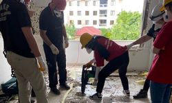 Ağır hasarlı binada kurtarma tatbikatı yaptılar