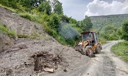 Heyelan sebebiyle zarar gören köy yolları açıldı