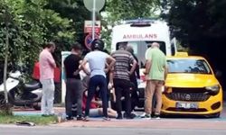 Ticari taksi ile çarpışan motosikletteki kurye yaralandı