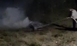 Artan köy yangınlarının ardından köylüler, yangın söndürme tatbikatı yaptı