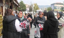 Avukatlar kadınlara karanfil verdi