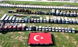 Araç filosu havadan görüntülendi