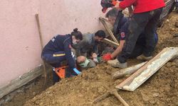 Boğazına kadar toprağa gömülen işçi böyle kurtarıldı