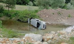 Yoldan çıkan kamyonet çaya uçtu: 1 yaralı