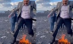 Belediye Başkanının hıdırellez ateşi performansı