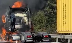 Seyir halindeki tır alevlere teslim oldu