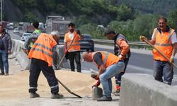 25 ton tavuk yemi yola savruldu: Kapalı olan bölge, 2 saat sonra ulaşıma açıldı