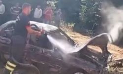 Otomobilde çıkan yangın ormana sıçradı