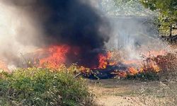 Şarampole uçan otomobil alev topuna döndü