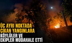Üç ayrı noktada çıkan yangınlara köylüler ve ekipler müdahale etti