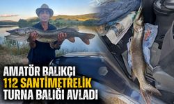 Amatör balıkçı 112 santimetrelik turna balığı avladı