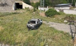 Kamyonetle çarpışan otomobil yandı