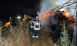 Sera yangınında 800 saman balyası küle döndü
