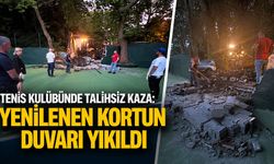 Tenis Kulübü’nde talihsiz kaza: Yenilenen kortun duvarı yıkıldı