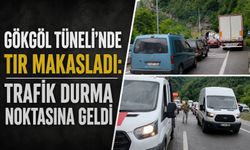 Gökgöl Tüneli'nde tır makasladı: Trafik durma noktasına geldi