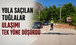 Yola saçılan tuğlalar ulaşımı tek yöne düşürdü