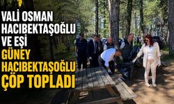 Vali Osman Hacıbektaşoğlu ve eşi Güney Hacıbektaşoğlu çöp topladı