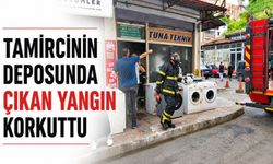 Tamircinin deposunda çıkan yangın korkuttu