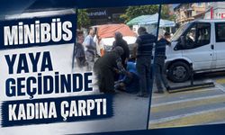 Minibüs yaya geçidinde kadına çarptı