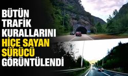 Bütün trafik kurallarını hiçe sayan sürücü görüntülendi