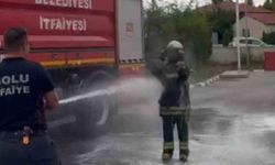 İtfaiye stajının sonu sulu şakayla bitti