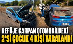 Refüje çarpan otomobildeki 2'si çocuk 4 kişi yaralandı
