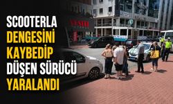Scooterla dengesini kaybedip düşen sürücü yaralandı