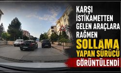 Karşı istikametten gelen araçlara rağmen sollama yapan sürücü görüntülendi