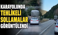 Karayolunda tehlikeli sollamalar görüntülendi
