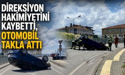 Direksiyon hakimiyetini kaybetti, otomobil takla attı