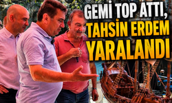 Başkan Tahsin Erdem, sergide top atan maket gemiden yaralandı