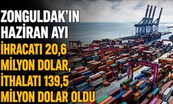 Zonguldak’ın Haziran ayı ihracatı 20,6 milyon dolar, ithalatı 139,5 milyon dolar oldu