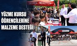 Yüzme kursu öğrencilerine malzeme desteği