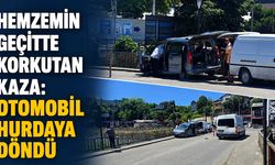 Hemzemin geçitte korkutan kaza: Otomobil hurdaya döndü