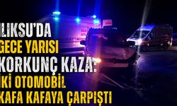 Ilıksu’da gece yarısı korkunç kaza: İki otomobil kafa kafaya çarpıştı