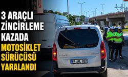 3 araçlı zincirleme kazada motosiklet sürücüsü yaralandı