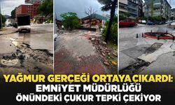 Yağmur gerçeği ortaya çıkardı: Emniyet Müdürlüğü önündeki çukur tepki çekiyor