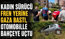 Kadın sürücü fren yerine gaza bastı, otomobille bahçeye uçtu