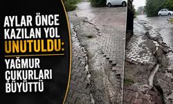 Aylar önce kazılan yol unutuldu: Yağmur çukurları büyüttü