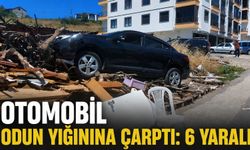 Otomobil odun yığınına çarptı: 6 yaralı