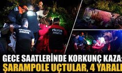 Gece saatlerinde korkunç kaza: Şarampole uçtular, 4 yaralı